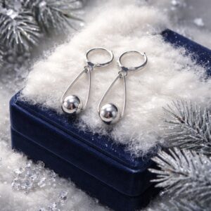 Sleek silver-tone winter earrings